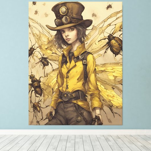 Steampunk Insectendame Canvas Afdruk (Insitu (Houten vloer))