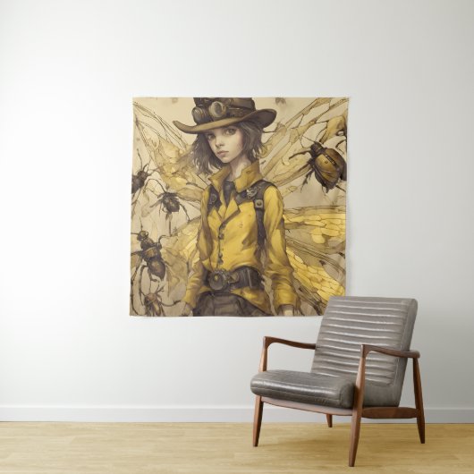 Steampunk Insectendame Wandkleed (In situ)