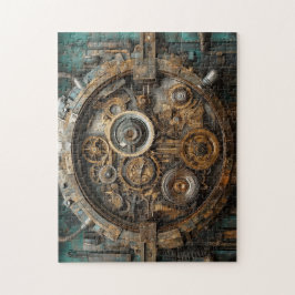 Steampunk interne werking van grote klok legpuzzel