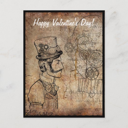 Steampunk Inventor Goggles Happy Valentine Day Feestdagenkaart (Voorkant)