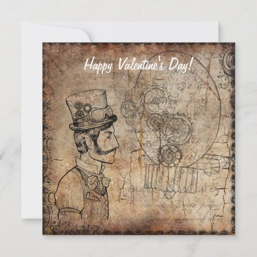 Steampunk Inventor Goggles Happy Valentine Day Feestdagenkaart (Voorkant)