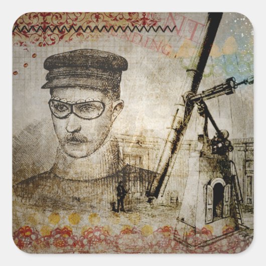 Steampunk Inventor Scientist Telescope Stickers (Voorkant)