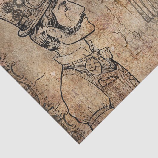 Steampunk Inventor Top Hat Vaderdag Tissuepapier (Detail)