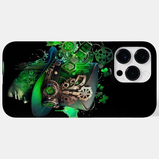 STEAMPUNK IRISH GREEN & BLACK LEPRECHAUN PET Case-Mate iPhone CASE (Achterkant (horizontaal))