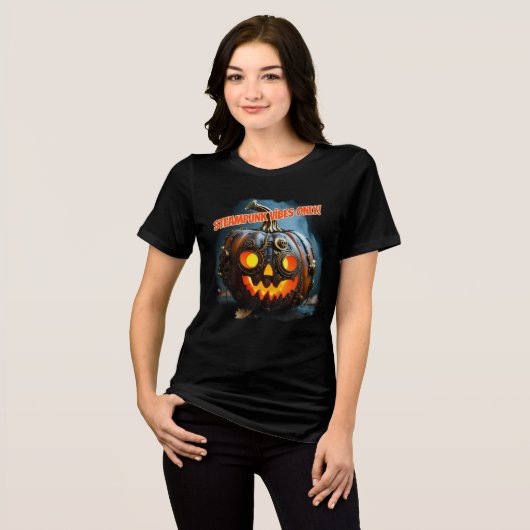 Steampunk Jack-o'-lantern Tri-Blend Shirt (Voorkant volledig)