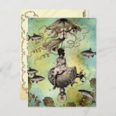 Steampunk Jellyfish Briefkaart (Voorkant / Achterkant)