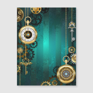 Steampunk Jewelry Watch on a Green Background