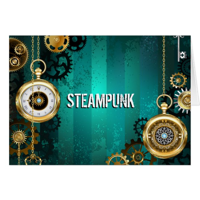 Steampunk Jewelry Watch on a Green Background (Voorkant Horizontaal)