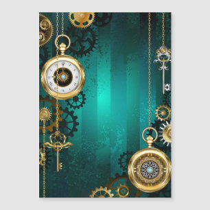 Steampunk Jewelry Watch on a Green Background