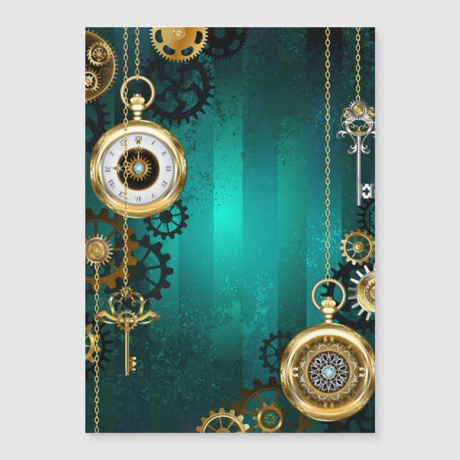 Steampunk Jewelry Watch on a Green Background (Voorkant)