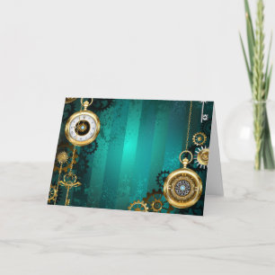 Steampunk Jewelry Watch on a Green Background