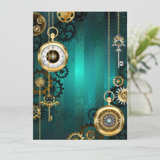 Steampunk Jewelry Watch on a Green Background (Staand voorkant)