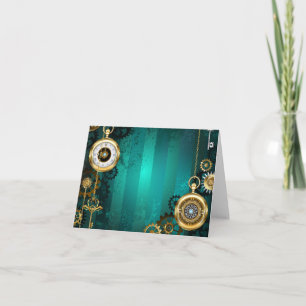 Steampunk Jewelry Watch on a Green Background Aankondiging
