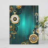 Steampunk Jewelry Watch on a Green Background Aankondiging (Staand voorkant)