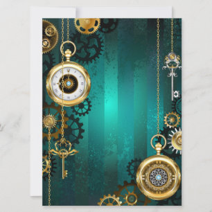Steampunk Jewelry Watch on a Green Background Aankondiging