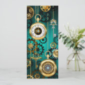 Steampunk Jewelry Watch on a Green Background Aankondiging (Staand voorkant)