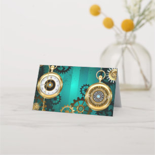 Steampunk Jewelry Watch on a Green Background Afsprakenkaart