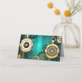 Steampunk Jewelry Watch on a Green Background Afsprakenkaart (Achterkant)