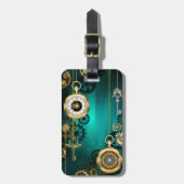 Steampunk Jewelry Watch on a Green Background Bagagelabel (Voorkant verticaal)