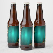 Steampunk Jewelry Watch on a Green Background Bier Etiket (Flessen)