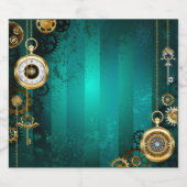 Steampunk Jewelry Watch on a Green Background Bier Etiket (Enkel label)