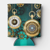 Steampunk Jewelry Watch on a Green Background Blikjeskoeler (Voorkant)