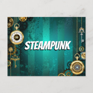 Steampunk Jewelry Watch on a Green Background Briefkaart