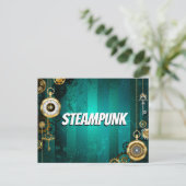 Steampunk Jewelry Watch on a Green Background Briefkaart (Staand voorkant)