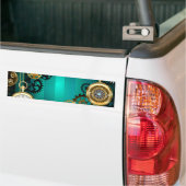 Steampunk Jewelry Watch on a Green Background Bumpersticker (Op Truck)