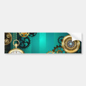 Steampunk Jewelry Watch on a Green Background Bumpersticker (Voorkant)