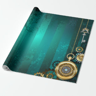 Steampunk Jewelry Watch on a Green Background Cadeaupapier