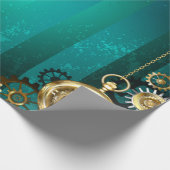 Steampunk Jewelry Watch on a Green Background Cadeaupapier (Hoek)