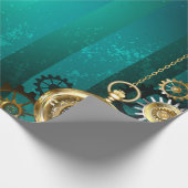 Steampunk Jewelry Watch on a Green Background Cadeaupapier (Hoek)