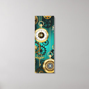 Steampunk Jewelry Watch on a Green Background Canvas Afdruk