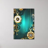 Steampunk Jewelry Watch on a Green Background