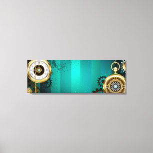 Steampunk Jewelry Watch on a Green Background Canvas Afdruk