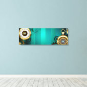 Steampunk Jewelry Watch on a Green Background Canvas Afdruk (Insitu (Houten vloer))