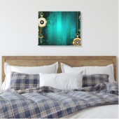 Steampunk Jewelry Watch on a Green Background Canvas Afdruk (Insitu (Slaapkamer))