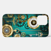 Steampunk Jewelry Watch on a Green Background Case-Mate iPhone Case (Achterkant (horizontaal))