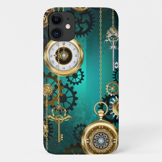 Steampunk Jewelry Watch on a Green Background Case-Mate iPhone Case (Achterkant)