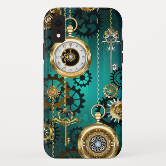 Steampunk Jewelry Watch on a Green Background Case-Mate iPhone Case (Achterkant)