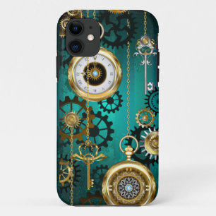 Steampunk Jewelry Watch on a Green Background Case-Mate iPhone Case