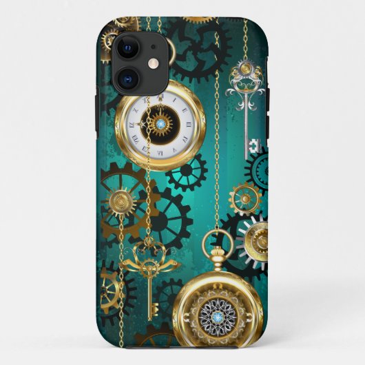 Steampunk Jewelry Watch on a Green Background Case-Mate iPhone Case (Achterkant)