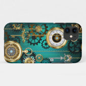 Steampunk Jewelry Watch on a Green Background Case-Mate iPhone Case (Achterkant (horizontaal))