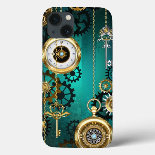 Steampunk Jewelry Watch on a Green Background Case-Mate iPhone Case (Achterkant)