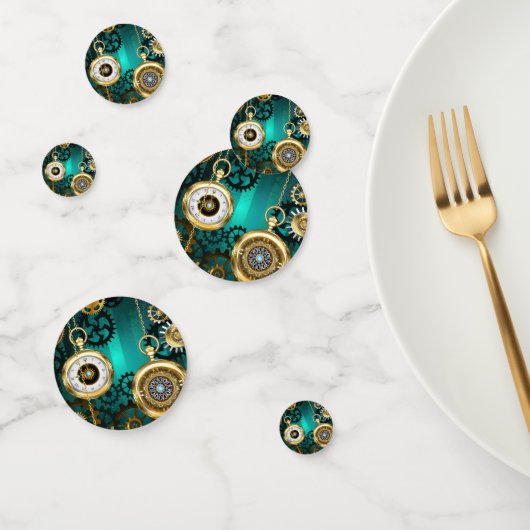 Steampunk Jewelry Watch on a Green Background Confetti (Groep)