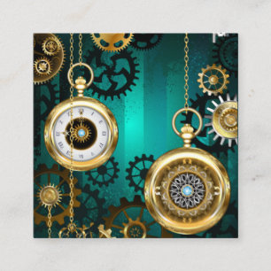 Steampunk Jewelry Watch on a Green Background Contactkaartje