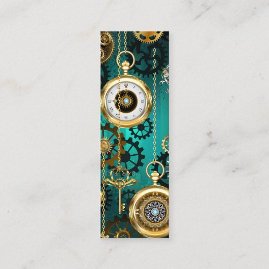 Steampunk Jewelry Watch on a Green Background Contactkaartje (Voorkant)