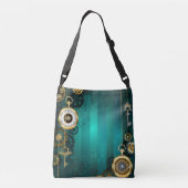 Steampunk Jewelry Watch on a Green Background Crossbody Tas (Achterkant)