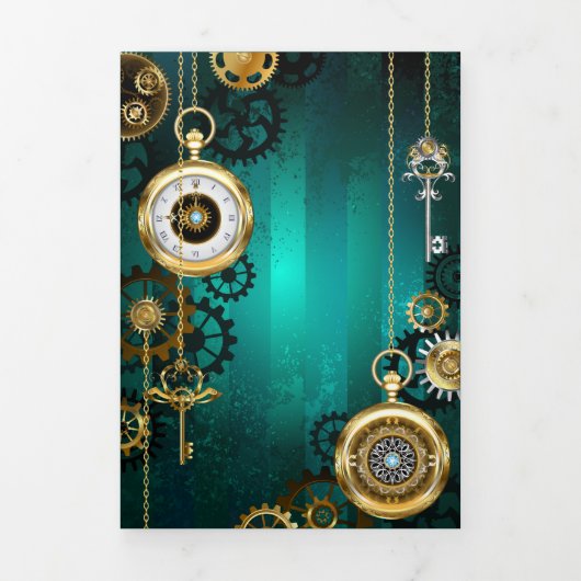 Steampunk Jewelry Watch on a Green Background Drieluik Programma (Cover)